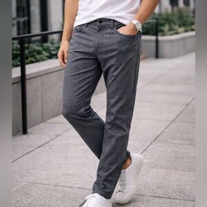 AG Adriano Goldschmied Graduate Fit Pants 32 Gray Micro Check Stretch NWOT